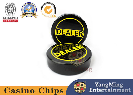 Black Acrylic Dealer Hold'Em Poker Table Game Double Sided Engraved Positioning Card