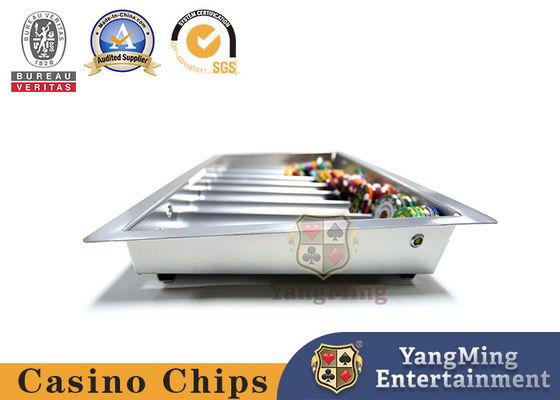 Electroplated Silver Metal 8-Compartment Chip Tray Single Layer With Locking Chip Floating