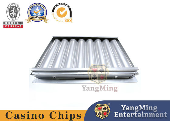 Electroplated Silver Metal 8-Compartment Chip Tray Single Layer With Locking Chip Floating