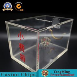 Custom Full Clear Lockable Cash Box / Acrylic Cards Holder Casino 8 Decks Playing Plastic Dealer Money Drop Box