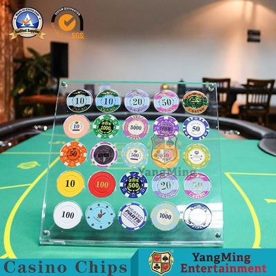 Plastic Casino Game Accessories 30 Piece Poker Anti Counterfeiting Chip Display Stand