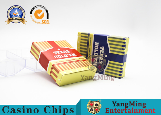 comprare Carte da gioco Texas Hold'Em Club in plastica con logo personalizzato rosso e blu smerigliato fabbricazione online