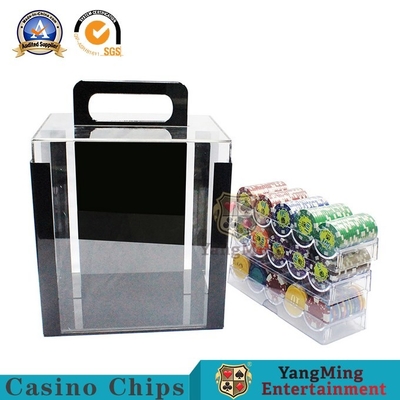 comprare 1000 Casino Poker Clay Chip porta fiches in acrilico trasparente include 10 rack per fiches fabbricazione online