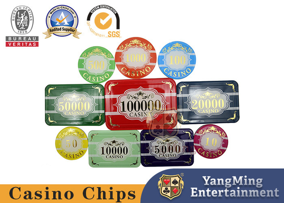 comprare Lo strato Crystal Acrylic Casino Poker Chip di Macao tre ha fissato la timbratura di oro di 760 pezzi UV fabbricazione online