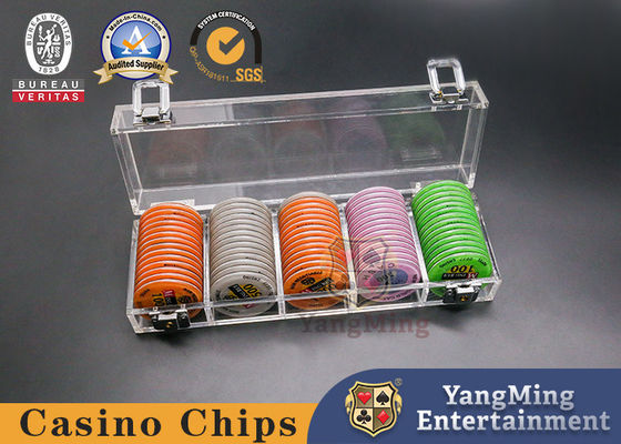 comprare 100 pc del gioco della Tabella del poker di Chip Tray With Lock Acrylic Transparent del poker del casinò di 45mm fabbricazione online