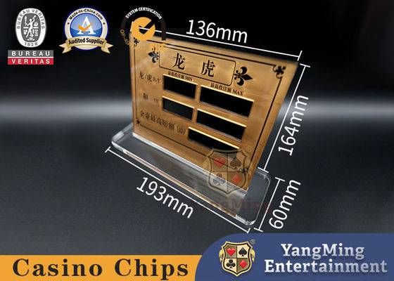 comprare Accessori acrilici Dragon Tiger Poker Game Table Limit del gioco del casinò della matrice per serigrafia che scommette segno fabbricazione online