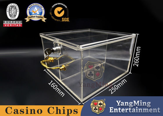 comprare Serratura acrilica Chip Box Fully Transparent Poker Chip Card Handle Gift Box fabbricazione online