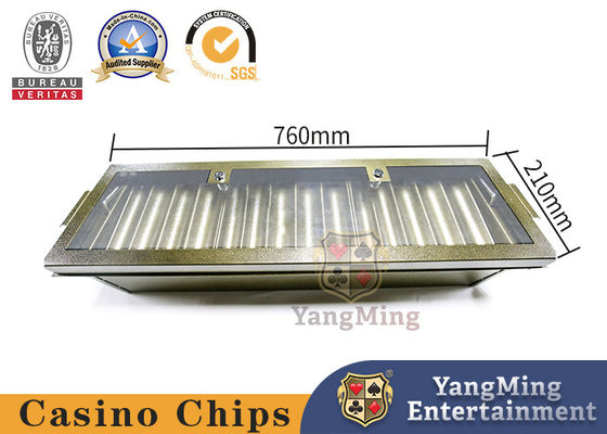 comprare Metallizzato giallo 14 griglia chip tray doppio strato chiuso poker chip galleggiante fabbricazione online