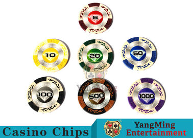 comprare 14 grammi Matte Sticker Custom Clay Poker Chips With 25pcs in un rotolo degli strizzacervelli fabbricazione online