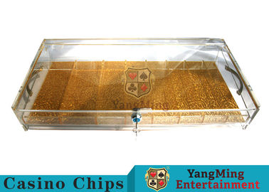 comprare Metà delle due yarde acriliche trasparenti del casinò della maniglia di Chip Case Portable With Cartridge che gioca Chips Box With Lock Case fabbricazione online