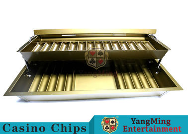 comprare Colore giallo dell'oro di 15 file doppio casinò Chip Tray With Two Layer Casino Chip Holder del metallo della serratura di 2 strati fabbricazione online