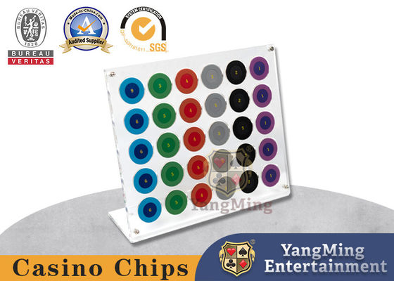 comprare Nuovo e completamente trasparente 30 pezzi di poker chip Rack Round Chip Casino tavolo chip Rack fabbricazione online