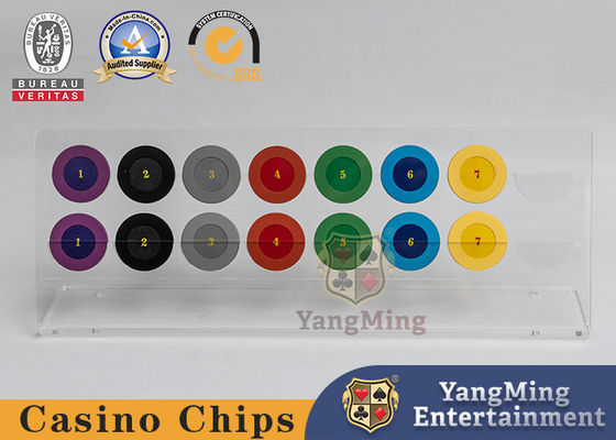 comprare Acrilico trasparente a due strati 16 pezzi Rack di display a chip rotondo Produttore Rack di display a chip per tavolo di roulette poker fabbricazione online