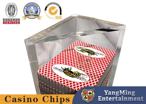 comprare Club Triangle Poker Dealer Card Holder Transparent Acrylic Opening Scart Card Holder Baccarat Texas Accessori fabbricazione online