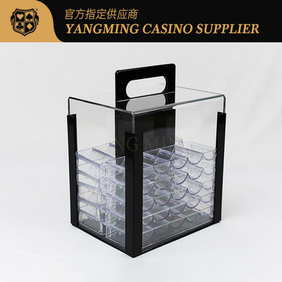 comprare Completamente trasparente 1000pcs Poker Artiglio di forma rotonda Carrier chip Acrilico fabbrica Custom Casino Carrier chip con manico fabbricazione online