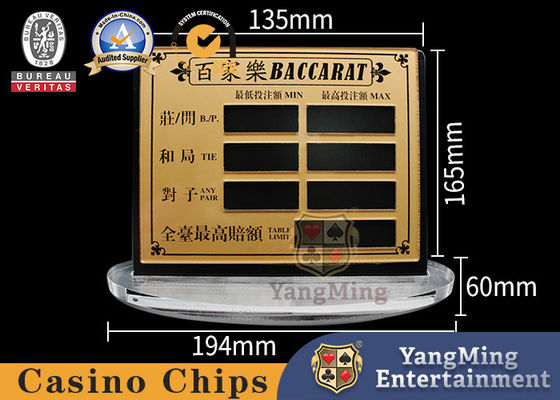 comprare Cartellino rosso limitato Texas Chip Table Manual Digital Sign del baccarat del poker del gioco da tavolo acrilico trasparente dorato di spettacolo fabbricazione online