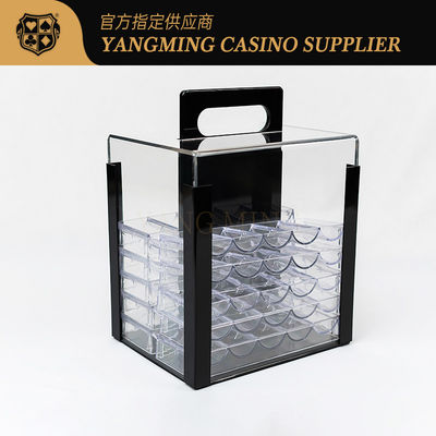 comprare 1000 Casino Poker Clay Chip Chicco di poker acrilico trasparente Carrier-include 10 chip Racks fabbricazione online