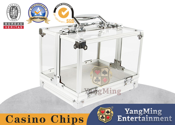 comprare 600PCS doppia maniglia aperta Texas Chip Box Alluminio legata telaio alta trasparenza Sala da scacchi 40mm Chip Box In magazzino fabbricazione online