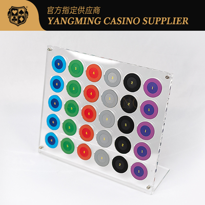 comprare Nuovo e completamente trasparente 30 pezzi di poker chip Rack Round Chip Casino tavolo chip Rack fabbricazione online