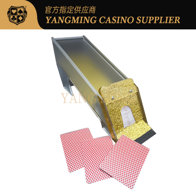 comprare Oro giallo spazzola acrilica a freddo personalizzata con 8 mazzi calzature da banco tavolo da gioco a carte a freddo fabbricazione online