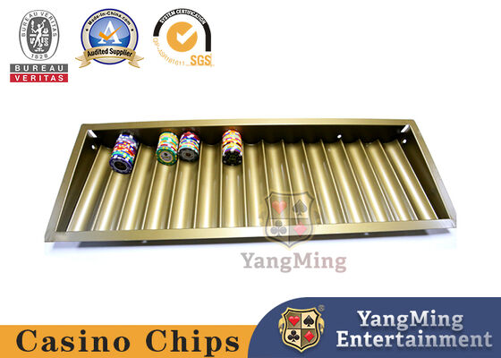 comprare Colore giallo dell'oro di 15 file doppio casinò Chip Tray With Two Layer Casino Chip Holder del metallo della serratura di 2 strati fabbricazione online