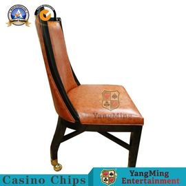 comprare Retro sedie di legno solide europee della mazza del casinò con superficie di cuoio arancio molle fabbricazione online