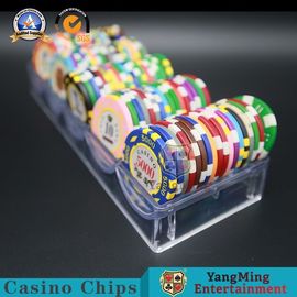 comprare 3.3mm Thinkness Clay Gambling Casino Chip Tray Chips Case di plastica trasparente pieno 100PCS fabbricazione online