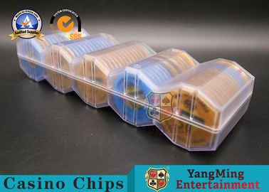 comprare Le file di lusso di Chip Rack 100pcs 5 della mazza intorno a stile Chips Holder di plastica hanno glassato il galleggiante del rombo fabbricazione online