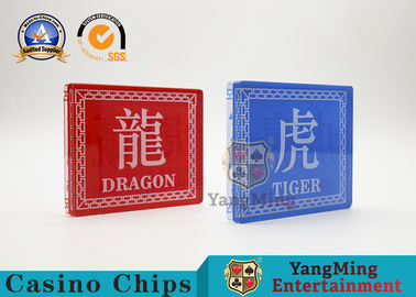 comprare Merletti gli indicatori del baccarat della matrice per serigrafia rossi e Dragon Tiger Table Win Button di gioco su due lati blu fabbricazione online