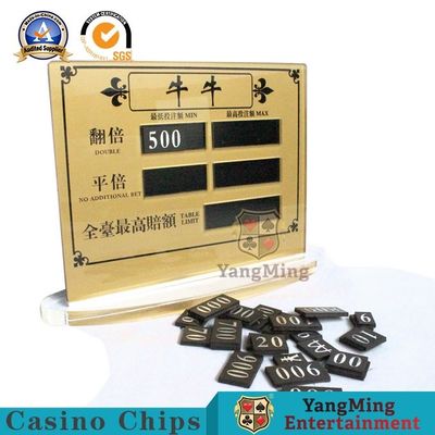comprare Il gioco del poker di gioco trasparente dorato acrilico di NiuNiu ha limitato lo spettacolo Chip Table Manual Digital Sign del cartellino rosso fabbricazione online
