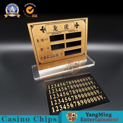 comprare Segno acrilico trasparente dorato di Digital della Tabella della mazza di spettacolo del cartellino rosso di Dragon Tiger Chinese And English Limited fabbricazione online