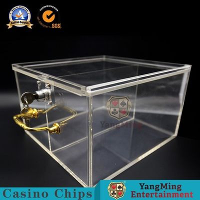 comprare Mazza portatile Chip Card Storage Box di Due-griglia di versione di lusso acrilica spessa trasparente di Chip Box Custom Metal Lock fabbricazione online