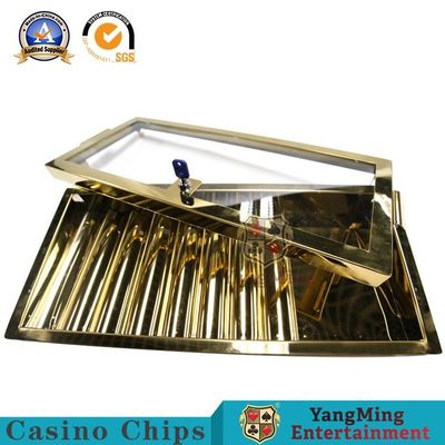 comprare La placcatura a un solo strato dell'oro di titanio ha chiuso gli accessori a chiave di Chip Tray For Private Clubs Metal Chip Box Poker Table Table fabbricazione online