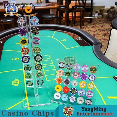 comprare accessori rotondi acrilici Chip Coin Display Rack del gioco del casinò di 16Pcs 40mm fabbricazione online