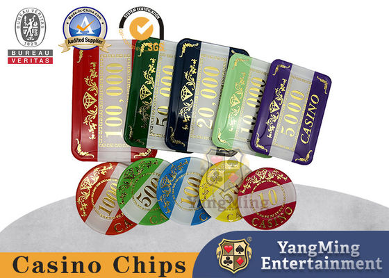 comprare Alta mazza bronzante acrilica trasparente Clay Chips del baccarat di due strati fabbricazione online