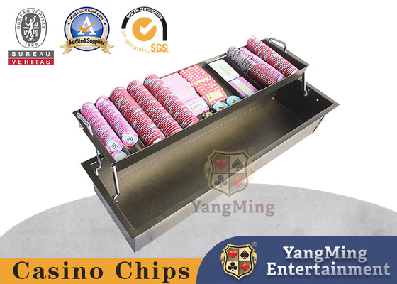 comprare Mazza rettangolare materiale Chip Tray With Lock del metallo del black jack di file del baccarat 12 fabbricazione online