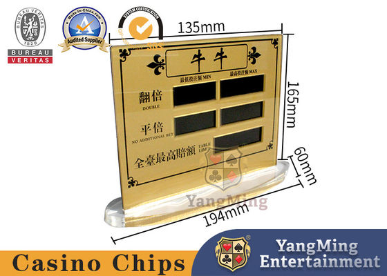 Giochi del poker del casinò del segno della Tabella di Acrylique NiuNiu di progettazione dell'incavo che scommettono il segno di limite