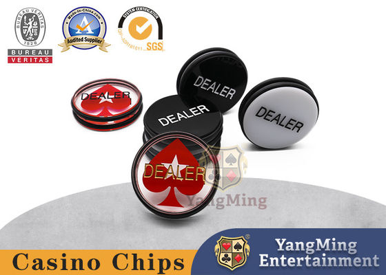 Stock Direct Black and White Double Sided Engraved Dealer Button Casinò Baccarat Texas Hold'em Poker Game Tabletop Dealer Button