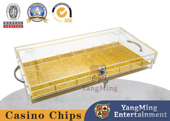 Fully Transparent Acrylic 8-Compartment Lockable Chip Box Poker Table Handle Chip Tray