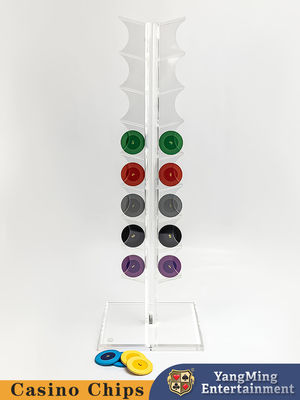 Tabella di gioco di roulette Tenitore di chip acrilico con 16 chip circolari trasparenti visualizzati