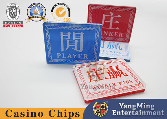 Accessori blu rossi di plastica acrilici di abitudine di progettazione della fabbrica dell'indicatore dei giochi del bottone di vittoria dei giochi del poker del baccarat del tavolo verde