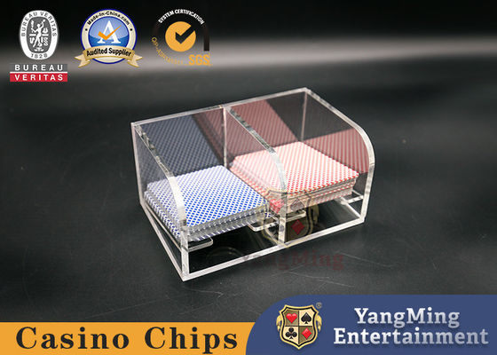 Crystal trasparente Acrilico Cow Cow Poker Discard Box Club Tavolo di gioco 2 Compartimento Cassa di carte
