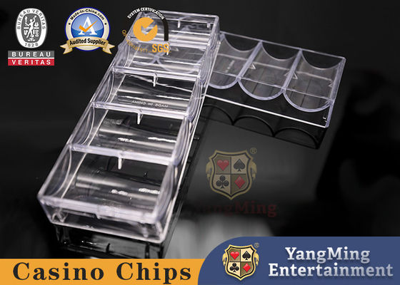 Fabbrica completamente trasparente trasparente acrilico alluminio cassa a chip poker con vassoio a chip fissare 100 chip rotonde