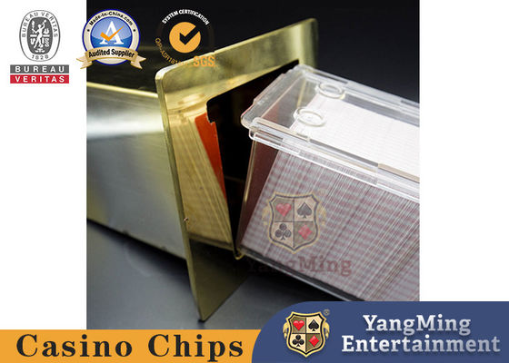 Acciaio inossidabile Titanio Giallo 8 mazzi Deck di carte da gioco Tenitore Tavolo di gioco di casinò Scartare le carte Portatore Tavolo di poker Scatola di metallo carta nascosta