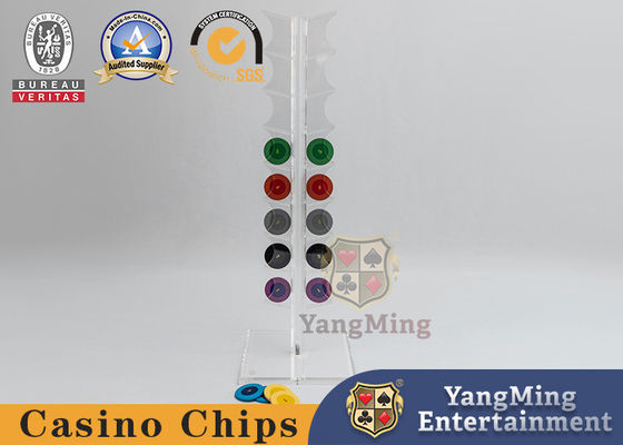 20pcs 40MM Forma rotonda Poker Chips Holder Sezione orizzontale Display di tavolo della roulette del casinò completamente trasparente