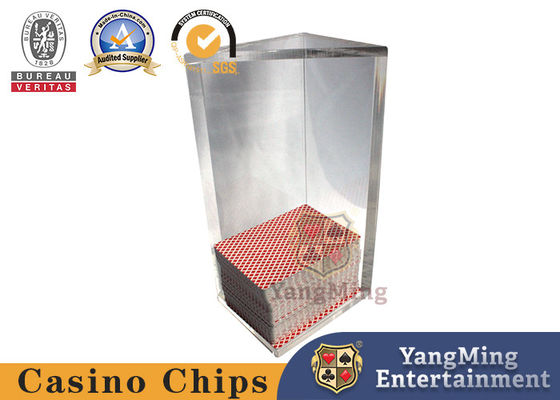Gambling VIP Club Custom Triangle Acrylic Discard Holder Poker Table Dealer Scratch Stand Carrier di carte di plastica trasparente