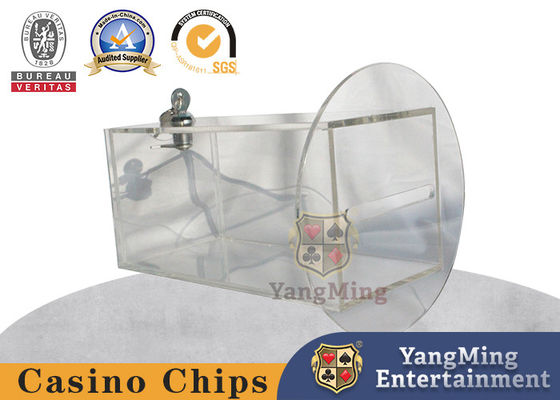 Giocare a Baccarat Poker Tavolo di gioco di carte Acrilico Drop Box Cash Holder Nero Bottom Rotondo Con Serratura Metallica