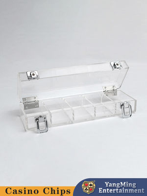 file 100pcs 5 intorno alla mazza Chips Case Full Transparent Acrylic Chips Carrier di gioco 40mm di plastica