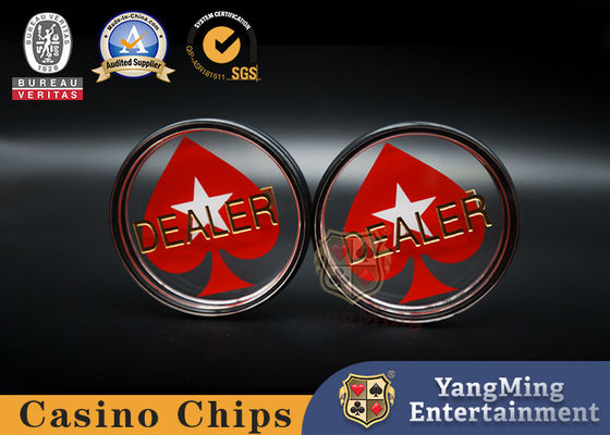 Nuovo prodotto personalizzato alto trasparente acrilico rosso cuore intaglio Dealer Button codice carta Texas Hold'em gioco professionale rotondo posizionamento spot carta