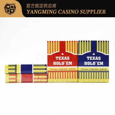 Carte da gioco Texas Hold'Em Club in plastica con logo personalizzato rosso e blu smerigliato